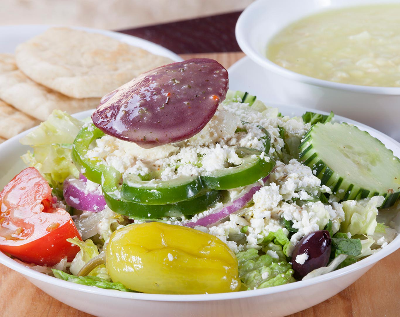 a plate of greek food